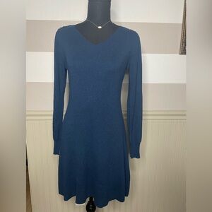 Navy Blue Angora Sweater Dress, Size Small